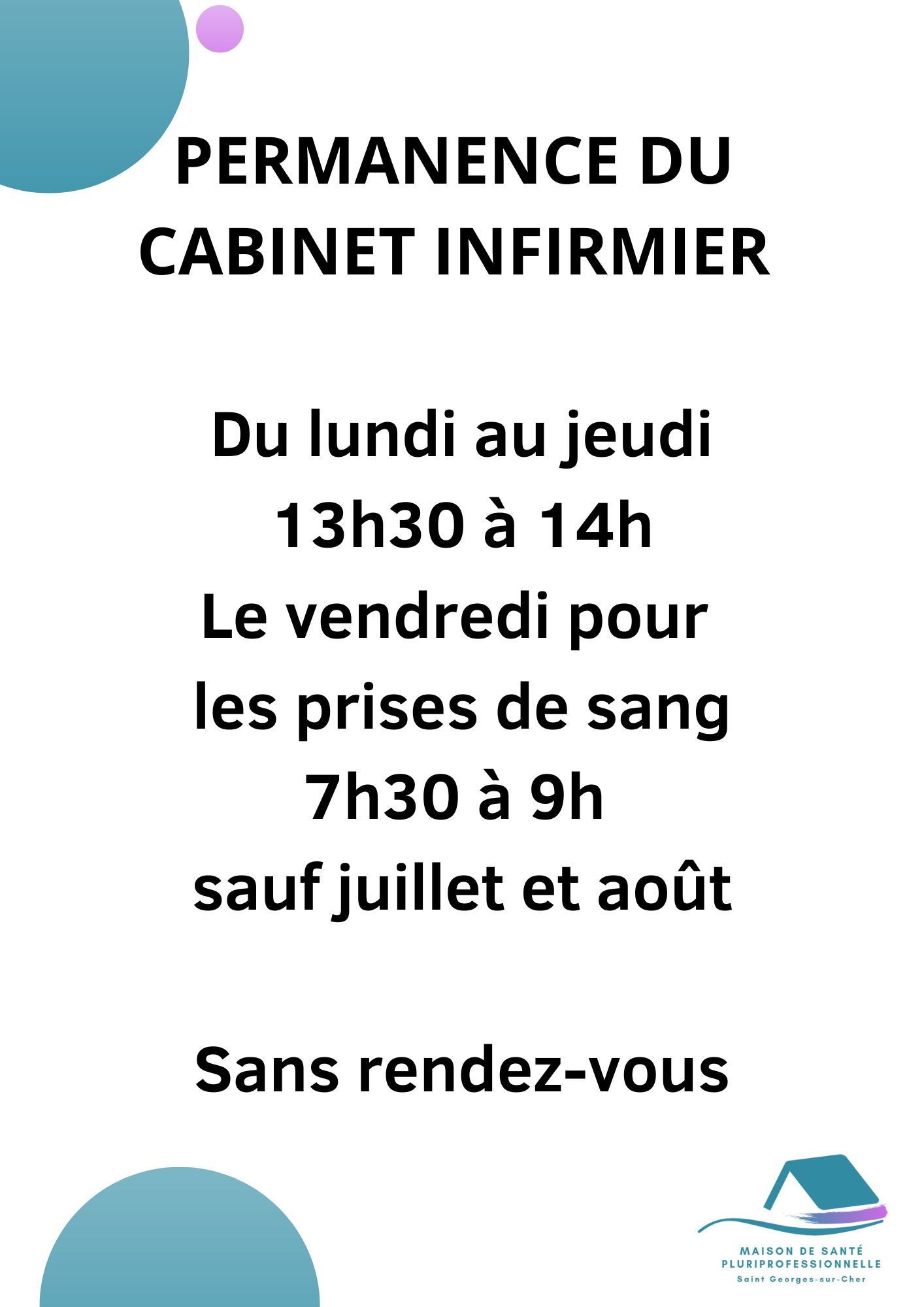 Lire la suite à propos de l’article Permanence de soins infirmiers sans RDV